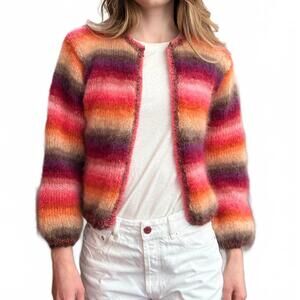NEW ROSE CARMINE mini jacket stripes cardigan in warms rainbow